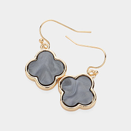 Mother Of Pearl Quatrefoil Dangle Earrings