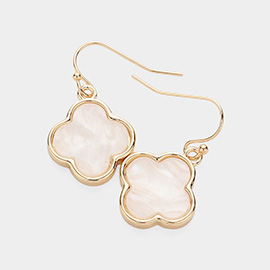 Mother Of Pearl Quatrefoil Dangle Earrings