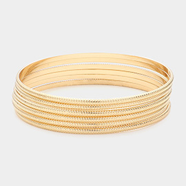 6PCS - Textured Metal Multi Layered Bangle Bracelets