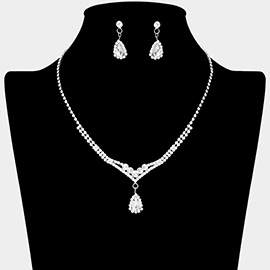 Teardrop Stone Pointed Rhinestone Paved Necklace