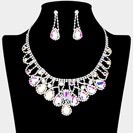 Teardrop Stone Embellished Rhinestone Paved Collar Necklace