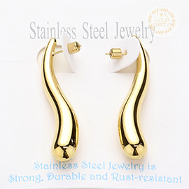 Stainless Steel Abstract Teardrop Earrings