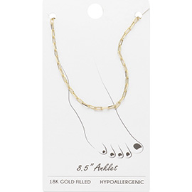 18K Gold Filled Paperclip Chain Anklet