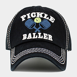 Pickleball Pickle Baller Message Vintage Baseball Cap