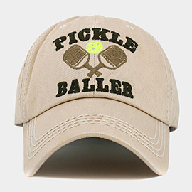 Pickleball Pickle Baller Message Vintage Baseball Cap