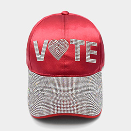 Vote Message Rhinestone Embellished Baseball Cap