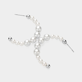 Pearl Cluster Hoop Earrings