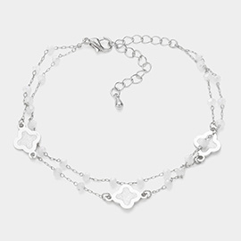 Mother Of Pearl Quatrefoil Pointed Layered Bracelet