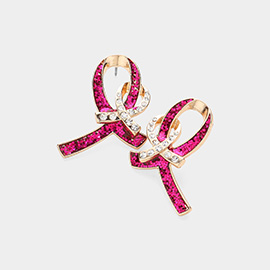 Glittered Double Pink Ribbon Earrings