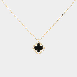 Onyx Quatrefoil Pendant Necklace