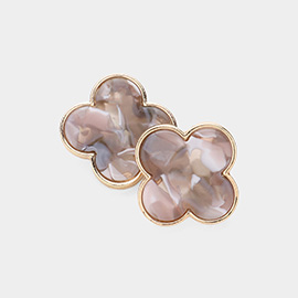 Celluloid Acetate Quatrefoil Stud Earrings