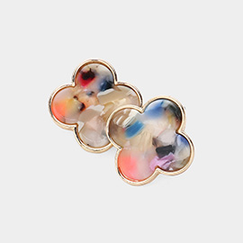 Celluloid Acetate Quatrefoil Stud Earrings