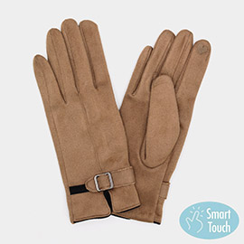 Faux suede Band Smart Touch Gloves