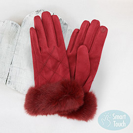 Fluffy Faux Fur Suede Smart Touch Gloves