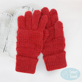 Fuzzy Cable Knit Smart Touch Gloves