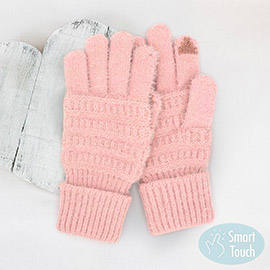 Fuzzy Cable Knit Smart Touch Gloves