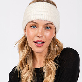 Fuzzy Cable Knit Headband