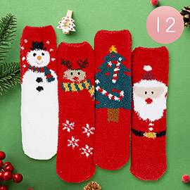 12Pairs - Fuzzy Cozy Christmas Socks