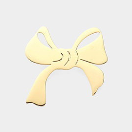 Stainless Steel Cutout Bow Pin Brooch