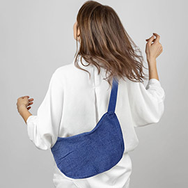 Denim Crescent Crossbody Bag