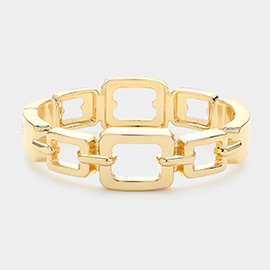 Metal Open Square Link Hinged Bangle Bracelet