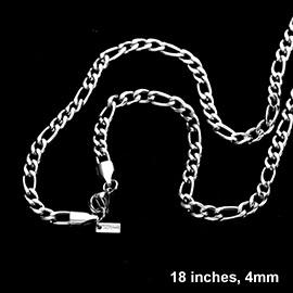 18 INCH, 4mm Stainless Steel Figaro Chain Necklace