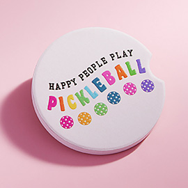 HAPPY PEOPLE PLAY PICKLEBALL Message Car Coaster