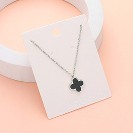 Stainless Steel Quatrefoil Pendant Necklace