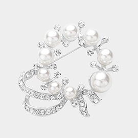 Pearl Rhinestone Embellished Pin Brooch