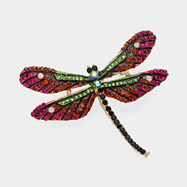 Stone Paved Dragonfly Pin Brooch