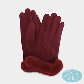 Faux Fur Cuff Smart Touch Gloves