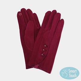 Embroidery Lace Button Deco Smart Touch Gloves