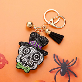 Bling Halloween Skull Keychain