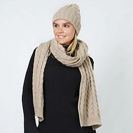 Cable Knit Hat Scarf Set