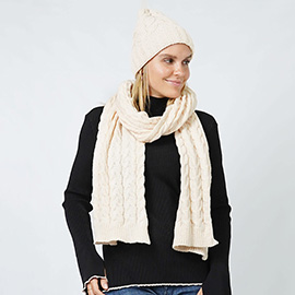 Cable Knit Hat Scarf Set