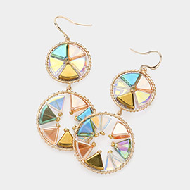 Triangle Shaped Lucite Link Round Dangle Earrings