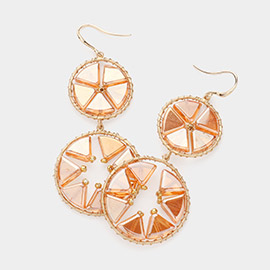 Triangle Shaped Lucite Link Round Dangle Earrings