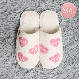 Candy Heart Embroidered Soft Home Indoor Floor Slippers