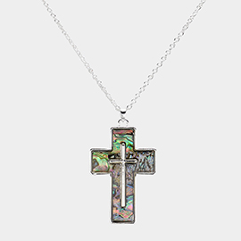 Abalone Cross Pendant Necklace