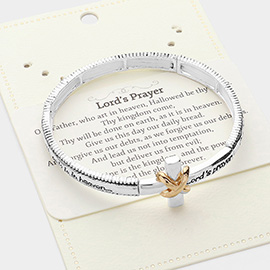 Lords Prayer Message Metal Cross Pointed Stretch Bracelet