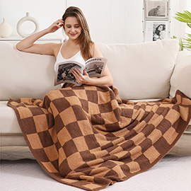 Reversible Checkerboard Patterned Throw Blanket