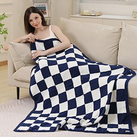 Reversible Checkerboard Patterned Throw Blanket