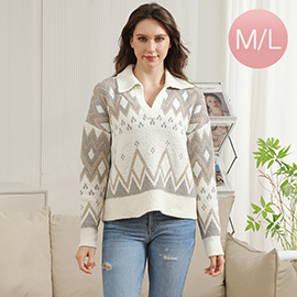 Medium/Large - Tribal Collar Pullover Sweater