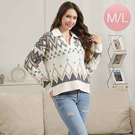 Medium/Large - Tribal Collar Pullover Sweater