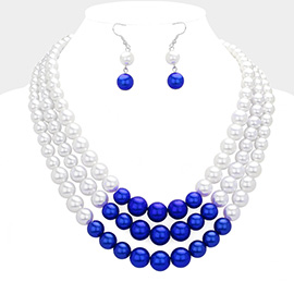 Triple Pearl Layered Strand Necklace