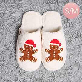 Gingerbread Man Cookie Print Soft Home Indoor Floor Slippers