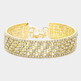 Rhinestone Paved Bangle Evening Bracelet