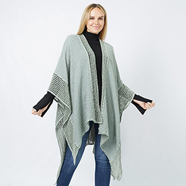 Textured Knit Cape/Ruana