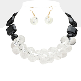 Chunky Lucite Ball Pebble Beaded Bib Necklace