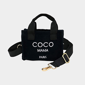 COCO MAMA Message Pointed Terry Cloth Mini Tote Bag / Crossbody Bag